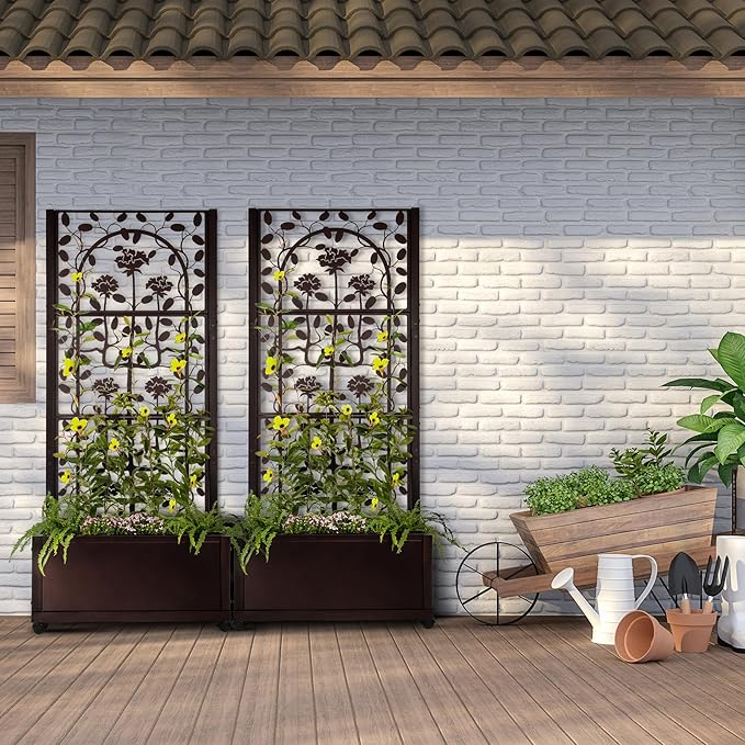 H Potter Trellis Planter Box for Outdoor Plants Privacy Screen for Patio Garden Deck Balcony