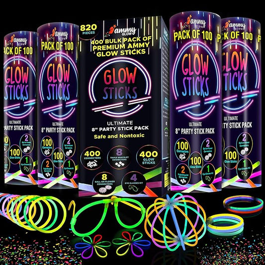 820 pcs Glow Sticks Bulk, Glow in The Dark Party Supplies, Festival Accessories & More, Bulk Party Favors, Camping Games, Party Favors, Emergency Supplies