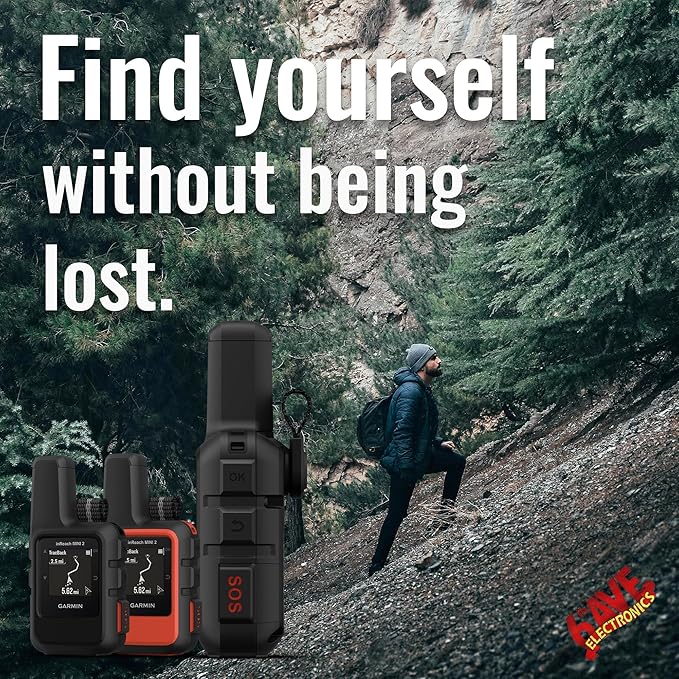 Garmin inReach Mini 2 Compact Satellite Communicator, Lightweight Rugged Design, Portable Handheld GPS for Hiking, Text Messaging Device Bundle with Accessories (Black)