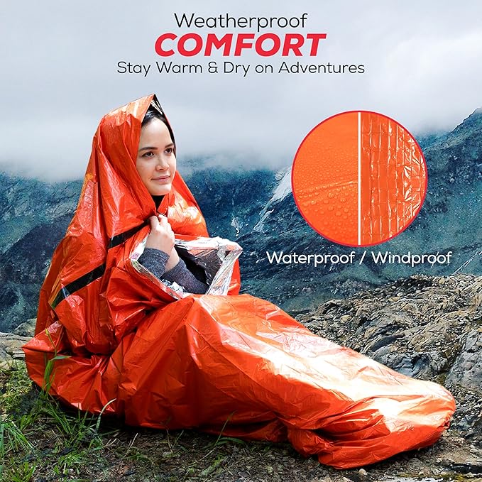 Emergency Sleeping Bag 3 Pack | for Survival Gear and Supplies Life Bivy Sack Waterproof Mylar Emergency Blankets for Survival Kit Car Camping Gear Hiking Tac Bivvy Go Bag Supplies Sleep Sacks Shelter