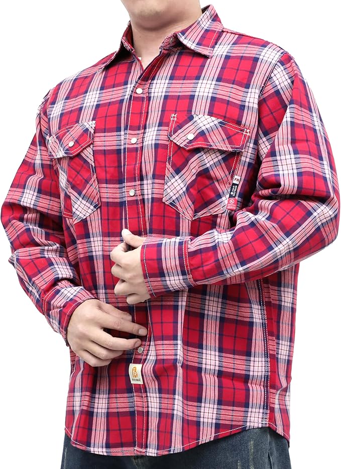 BOCOMAL FR Shirts 6.25oz Lightweight Welding Shirts Flame Resistant Men's Fire Retardant Shirt
