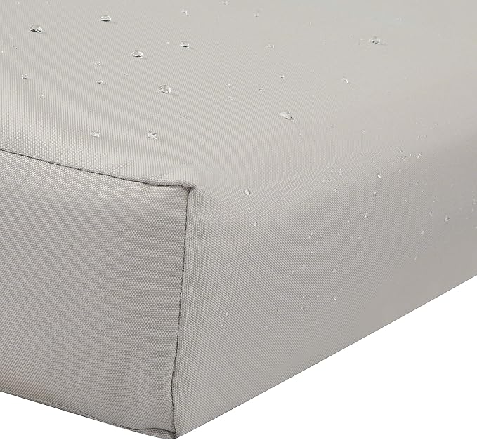 Classic Accessories Ravenna Water-Resistant 23 x 23 x 5 Inch Square Patio Seat Cushion Slip Cover & Foam, Mushroom, Lounge Chair Cushion