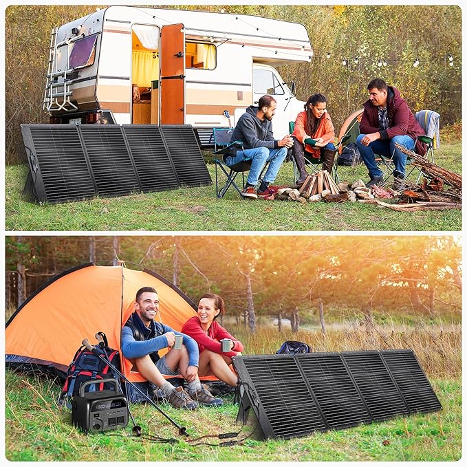 200W Portable Solar Panel for Power Station - 23.7% High Efficiency 20V Foldable Solar Charger Compatible with Solar Generator for Camping RV Outdoor Home Backup