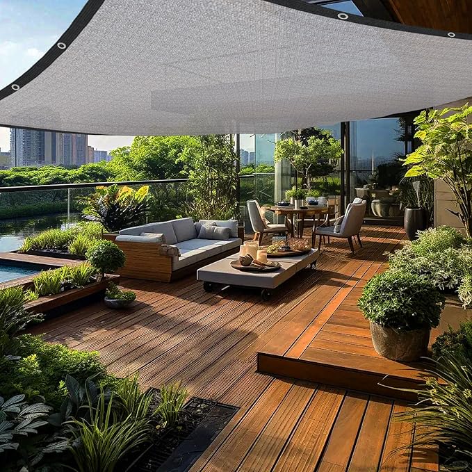 Grey Sun Shade Cloth,Pergola Shade Cover with Reinforced Grommets,90% Shade Fabric Fence Privacy Screen Balcony,Pergola Shade Cover Canopy Garden Carport Porch Deck Patio Shade Cover,6x6FT