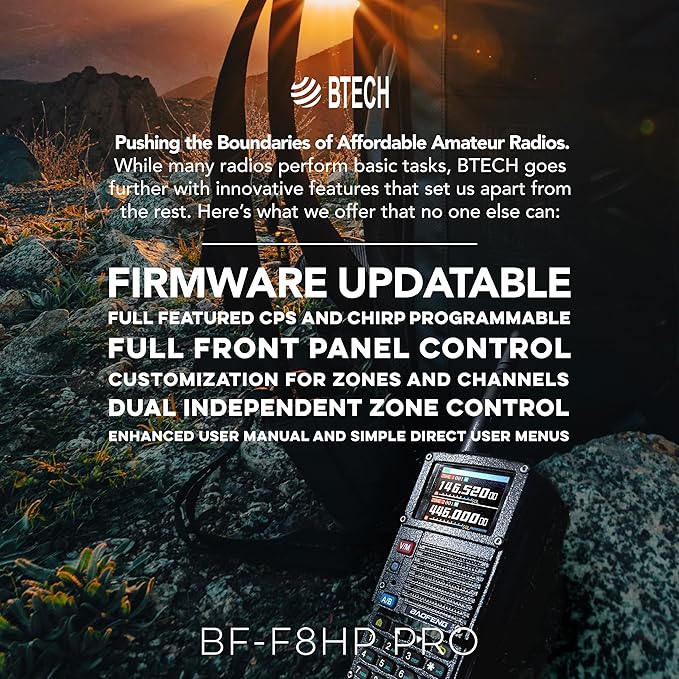 BAOFENG BF-F8HP PRO 10 W Tri-Band Two-Way Radio – UV-5R 7th Gen, 1000 Channels, GPS & NOAA Weather, Aviation/VHF/UHF/1.25 m Scanner, IP54 Rugged, USB-C Rechargeable Battery