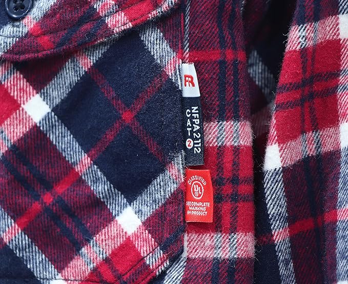 BOCOMAL FR Shirts for Men Welding Shirt Plaid 8.5oz Heavyweight Fire Retardant/Flame Resistant Welding Jacket