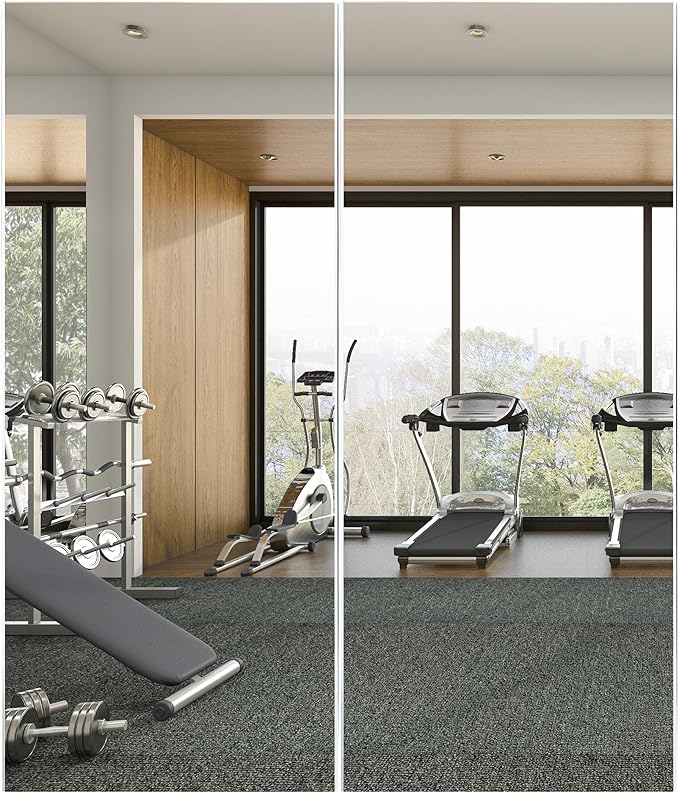 Fab Glass and Mirror Glassless Shatterproof Wall Mirror 0.04mm Nano Film for Gym, Dance Studio, Home Workout Room 30" x 54" Chrome