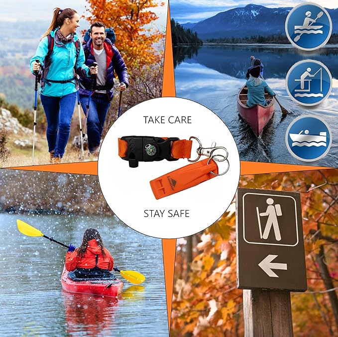 Hiking Whistle Safety Whistle with Compass, Fire Starter Survival Camping