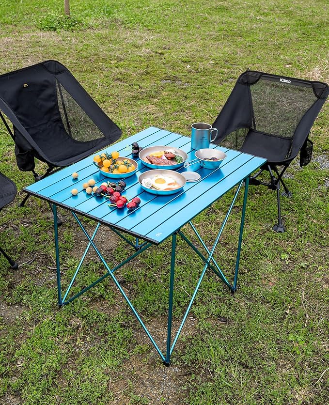 iClimb Ultralight Compact Camping Folding Table with Carry Bag (Reinforced Black - XL)