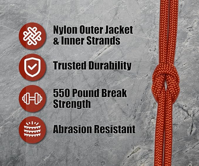 BORED? PARACORD! 550 lb Paracord - Ideal for Crafting, Camping, DIY Projects, Active & Military Outdoors - Strong Survival Rope - Tactical Parachute Cord Type III - Solar Orange 1000 Feet