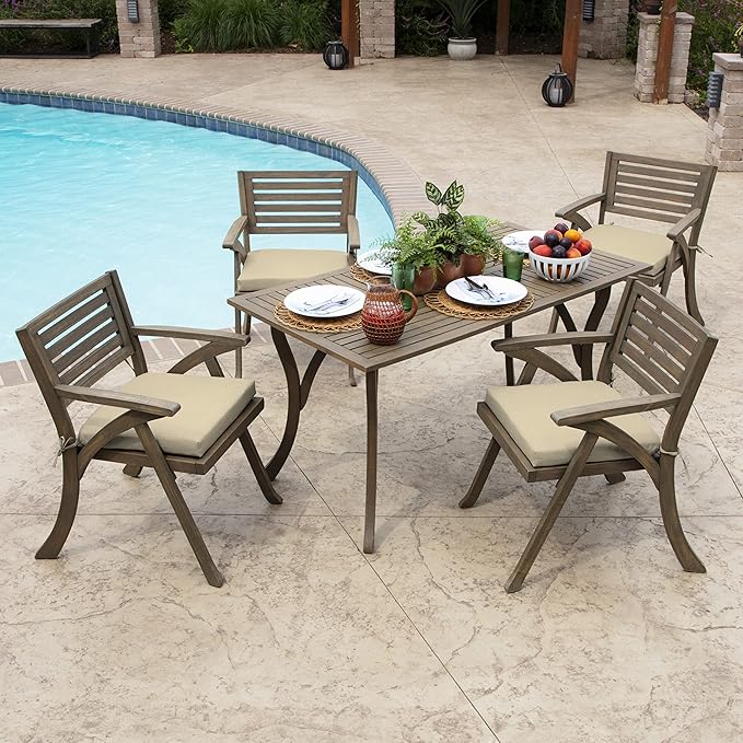 Arden Indoor/Outdoor Seat or Rocking Chair Cushion, 19 x 18, Water Repellent, Rain Proof, Fade Resistant Cushion for Rocking or Dining Chairs Tan Leala