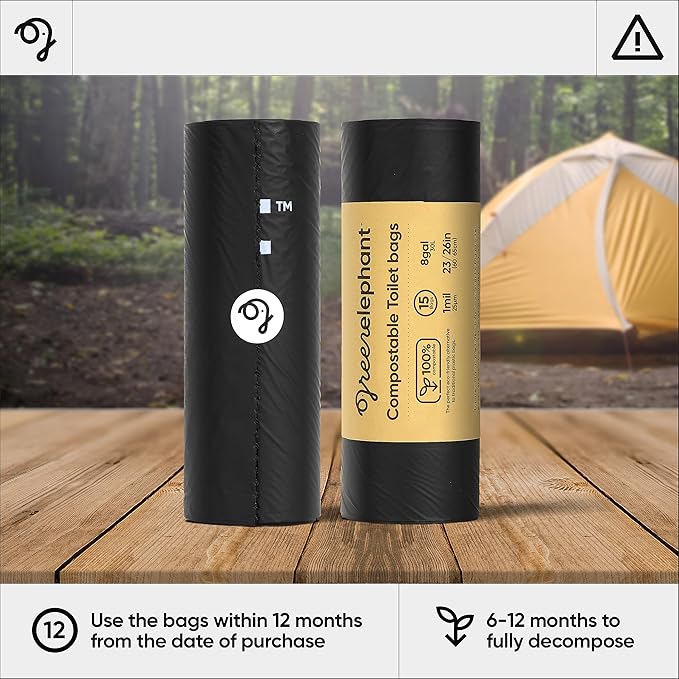 Green Elephant Portable Toilet Bags - Camping Toilet Bags (15 Count (Pack of 2)