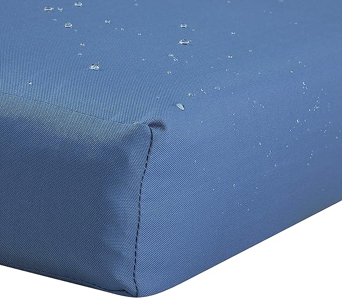 Classic Accessories Ravenna Water-Resistant 23 x 23 x 5 Inch Square Patio Seat Cushion Slip Cover & Foam, Empire Blue, Lounge Chair Cushion