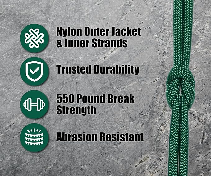 BORED? PARACORD! 550 lb Paracord - Ideal for Crafting, Camping, DIY Projects, Active & Military Outdoors - Strong Survival Rope - Tactical Parachute Cord Type III - Kelly Green 100 Feet