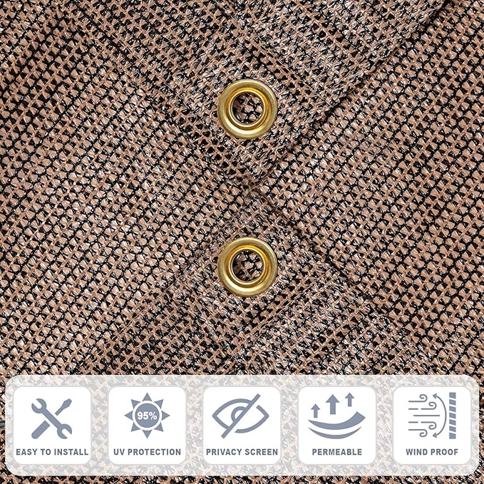 Cool Area Sun Shade Cloth with Grommets 5×14 FT Shade Panel Shade Tarp Screen Fabic for Outdoor Patio Pergola Cover Deck Garden, Brown (Customized)