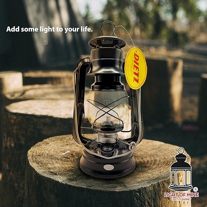 Light of Mine - Dietz #76 Original Black Oil Lantern with 1/2" Replacement Wick Strips (Black)