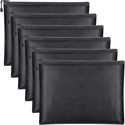 Epakh 6 Pack Fireproof Document Bags 13.4 x 9.4 Inch Waterproof and Fireproof Money Bag Document Holder with Zipper Fireproof Safe Storage Bag for A4 Documents, Money, Passport and Tablet