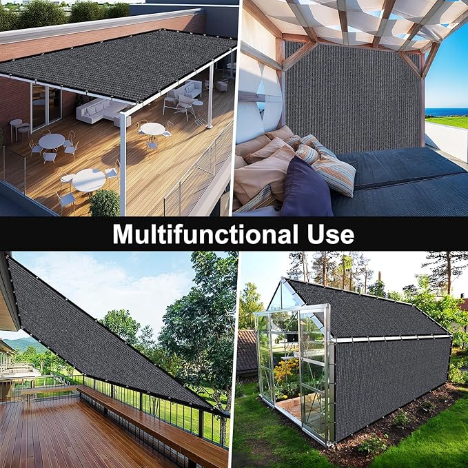 Artpuch 90% Sun Shade Cloth, 6 x 20 FT Pergola Shade Cover Canopy with Grommets, Sun Screen Fabric Tarp for Patio, Outdoor, Garden, Backyard, Blue Grey