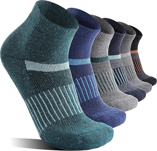 6 Pairs Merino Wool Ankle Running Hiking Socks Compression Support Breathable Thick Cushion No Show Socks for Women Men