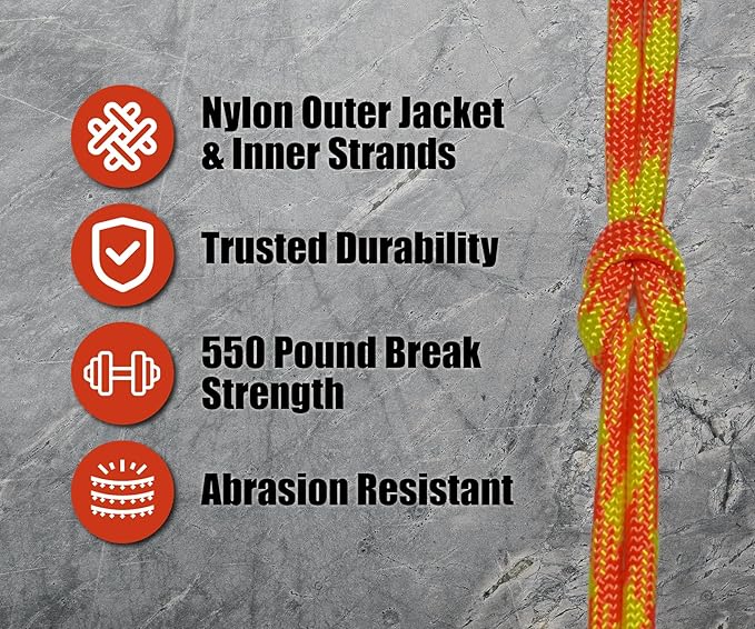BORED? PARACORD! 550 lb Paracord - Ideal for Crafting, Camping, DIY Projects, Active & Military Outdoors - Strong Survival Rope - Tactical Parachute Cord Type III - Search and Rescue 50 Feet