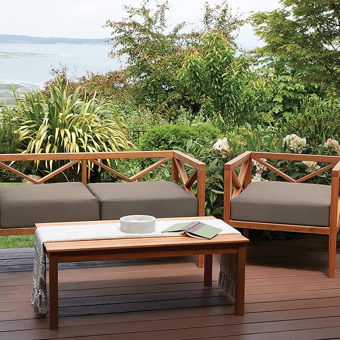 Classic Accessories Ravenna Seat Cushion, 17"W x 15"D x 2"Thick, Dark Taupe