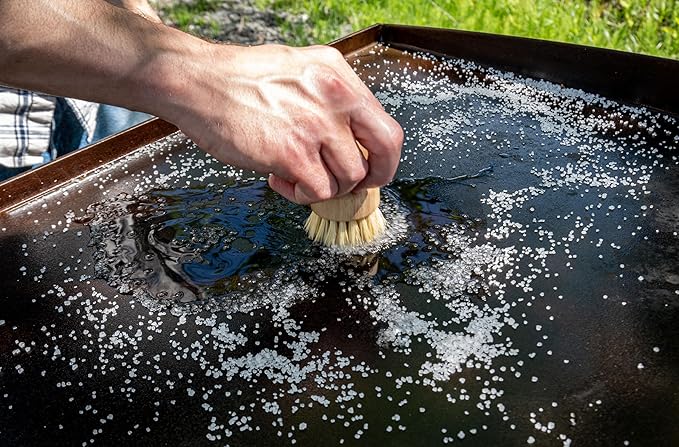 CARON & DOUCET - 100% Plant-Based Griddle Cleaning Soap and Salt Scrub Set: Best for Removing Rust & Cleaning Burnt On Food While Seasoning Griddle