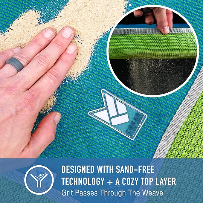 CGEAR RV Camping Mat, Sand Free Outdoor Reversible Rug for Campsite, Backyard, Patio, Deck, and Beach (Blue/Green, 8' x 11')