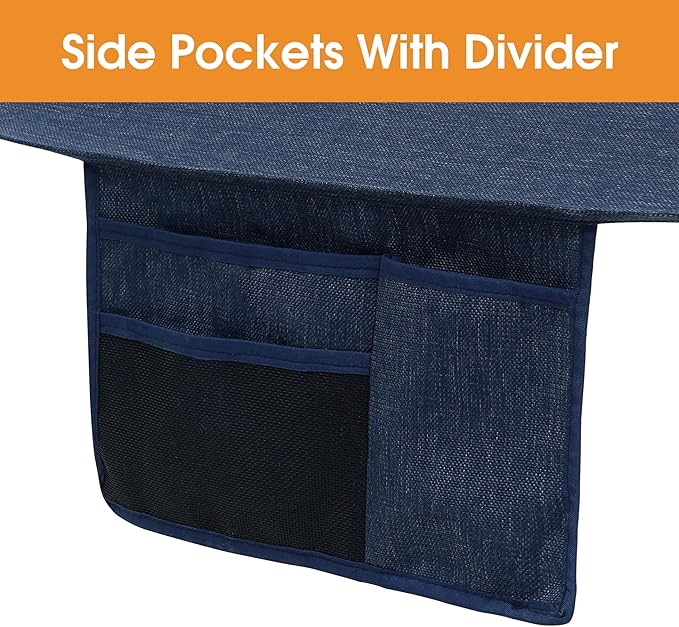 Lazy Daze Hammocks 11 FT Double Outside Hammock Quick Dry Olefin Fabric Hammock with Spreader Bar & Side Pocket for Outdoor Poolside Backyard 450 lbs Capacity, Navy Blue