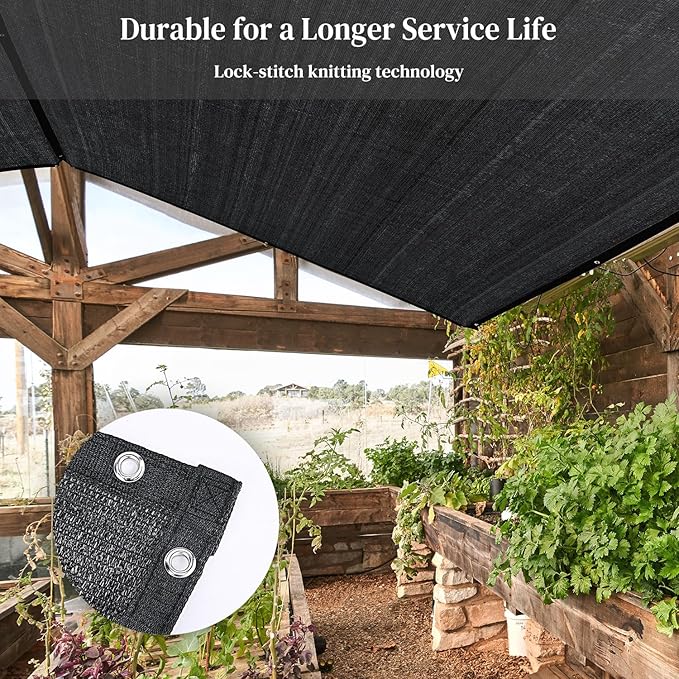 Garden 50% Shade Cloth, 8 x 20 FT Sun Shade Mesh Tarp with Reinforced Grommets, Durable HDPE Material Outdoor Shade Cloth for Plants, Greenhouse, Pergola and Backyard Patio Sunshade