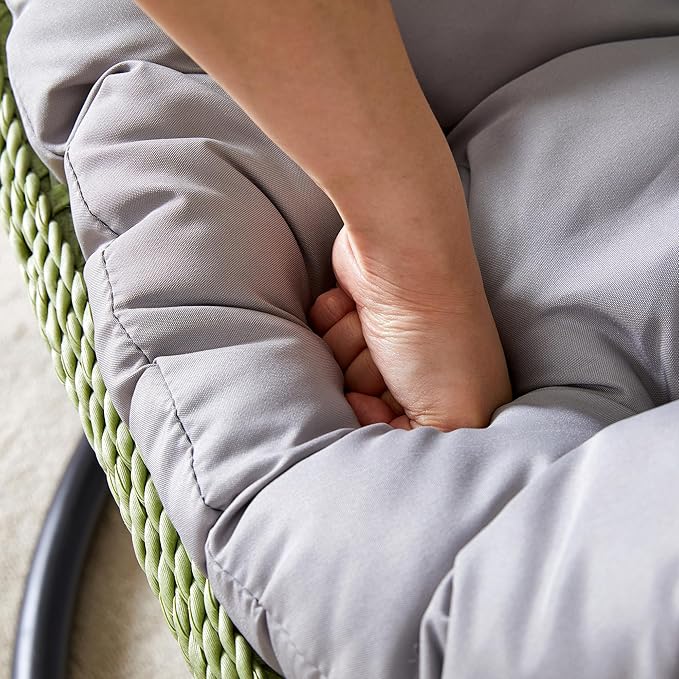 JUFU Egg Swing Chair with Stand for Outdoor and Indoor, Patio Hanging Basket Chair with Cushions and Pillow, Hammock Chair for Bedroom, Balcony, Garden,Durable Aluminum Steel Frame