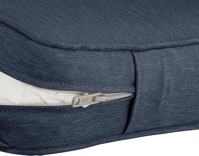 Classic Accessories Montlake Water-Resistant 25 x 22 x 4 Inch Patio Lounge Back Cushion, Heather Indigo Blue, Outdoor Loveseat Cushions