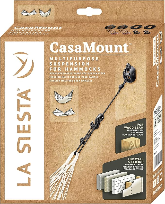 LA SIESTA - Large Double Brisa Classic Hammock & CasaMount - Suspension Kit for Walls & Beams - Weather Resistant Portable Hammock - 2-Person