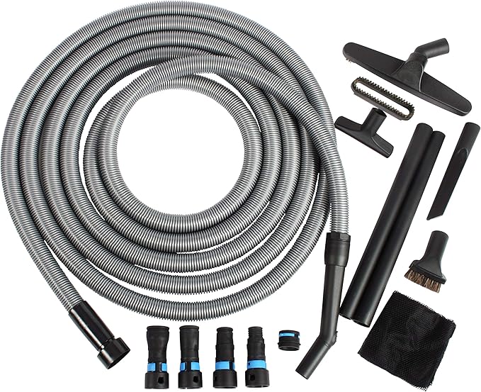 Cen-Tec Systems 95292 Home and Shop Vacuum Expanded Multi-Brand Power Tool Dust Collection Adapter Set and Full Attachment Kit, 30 Ft. Hose, Black