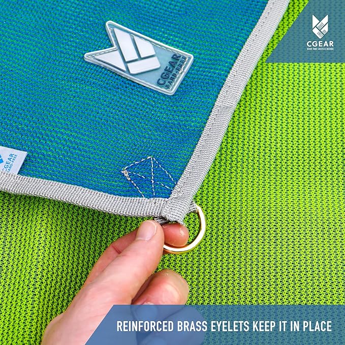 CGEAR RV Camping Mat, Sand Free Outdoor Reversible Rug for Campsite, Backyard, Patio, Deck, and Beach (Blue/Green, 8' x 11')