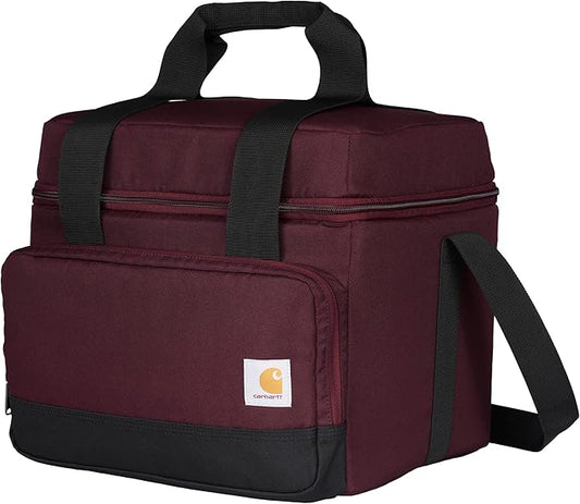 Carhartt Insulated Two Compartment Cooler, Durable Water Repellent Material W/Front Zippered Pocket for Camping, Beach & Travel