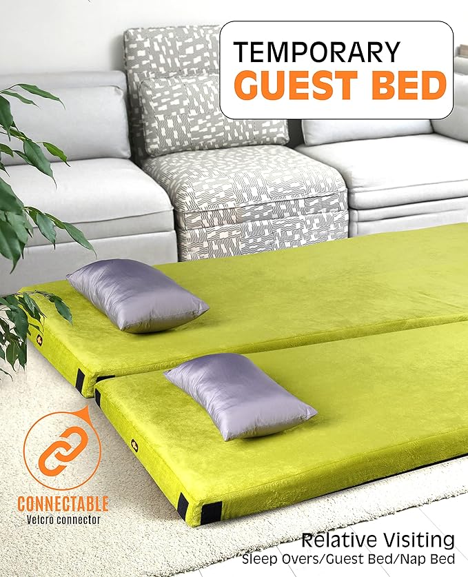 3 Inch GAIALOOP Thick Memory Foam Camping Mattress Sleeping Pad [Car/Tent/Cot] Glamping Portable Floor Mat Roll Up Futon Mattress for Guests Sleepover