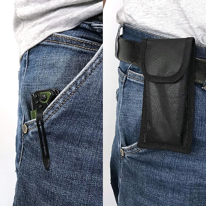 ALBATROSS Professional 6-in-1 Tactical Folding Knife - Survival Multi-Tool with LED Flashlight, Glass Breaker, Fire Starter, Seatbelt cutter - EDC Pocket Knife for Camping, Hunting & Emergency (Green)