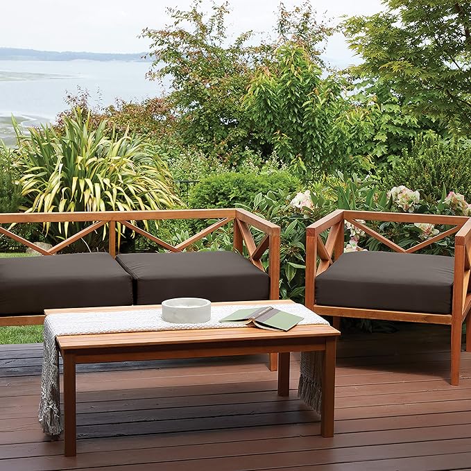 Classic Accessories Ravenna Water-Resistant 21 x 19 x 3 Inch Patio Seat Cushion, Espresso, Chair Seat Cushion