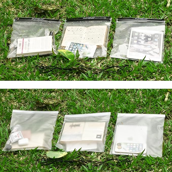 Waterproof Bags Large Size 3 Pack, Clear Watertight Pouch Holder for Document Map Camera Mobile Phone Car Key, fits Kayaking Boating Hiking Water Sports