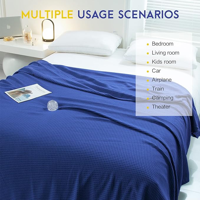 AmyHomie Cooling Blanket Twin Size, 100% Rayon Derived from Bamboo, Cool Summer Blanket for Hot Sleepers Soft Comfy Waffle Lightweight Blankets for Couch Bed Gift Idea(Blue Violet, 66×90in)
