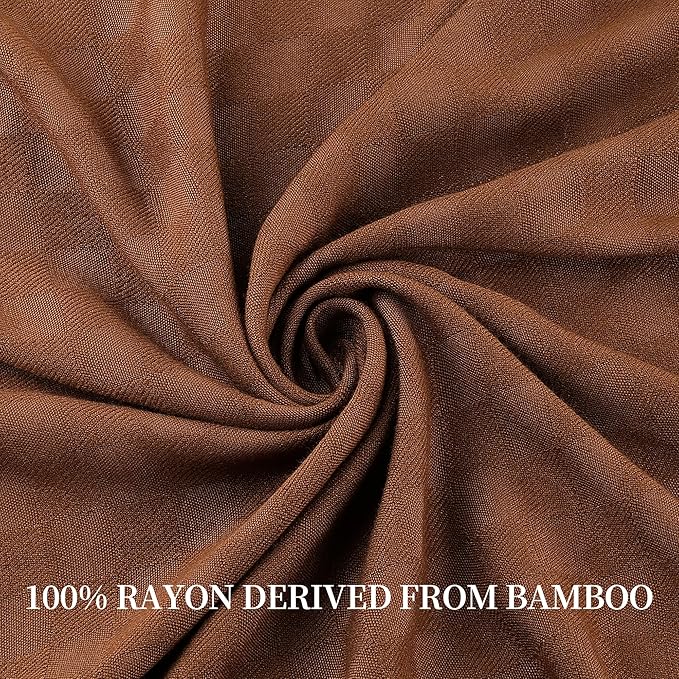 AmyHomie Cooling Blanket Queen Size, 100% Rayon Derived from Bamboo, Cool Summer Blanket for Hot Sleepers Soft Comfy Lightweight Checkered Blankets for All Seasons(Mocha, 90”x90”)