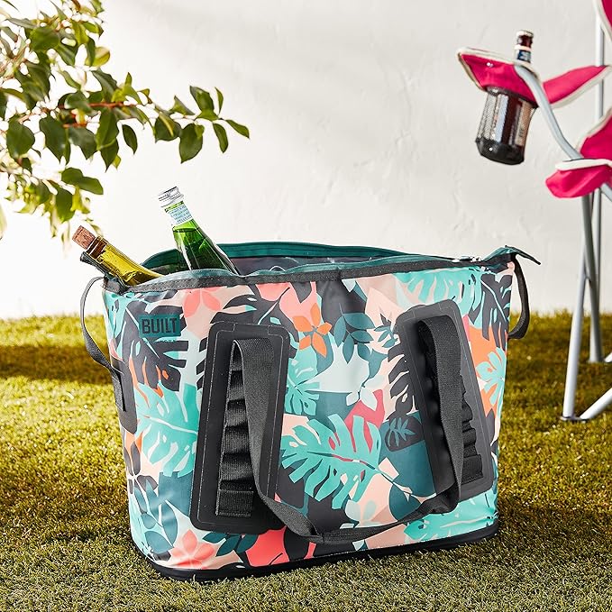 BUILT Utopia Welded Soft Portable Cooler with Wide Mouth Opening - Insulated and Leak-Proof Botanical Leaf 5251696