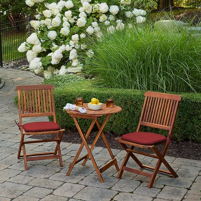 Arden Indoor/Outdoor Foam Seat Pad, 2 Pack, 17 x 16, Patio Cushion, Water Repellent, Fade Resistant, Foam Cushion Ruby Red Leala