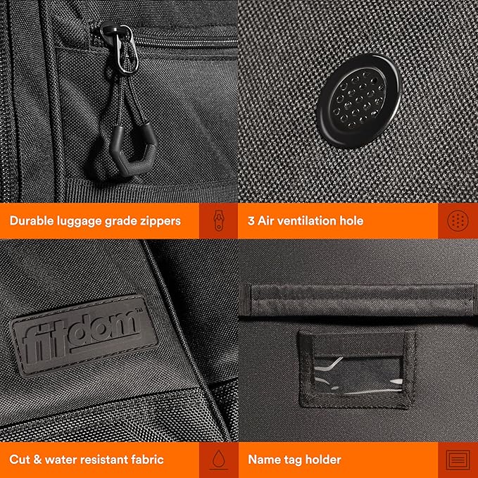 Fitdom 140L 38" Heavy Duty Extra Large Sports Equipment Duffle Bag with Upgrade Zipper, Durable & Water Resistant. Perfect for Travel Storage Football Hockey Baseball Basketball Team Coaches & More