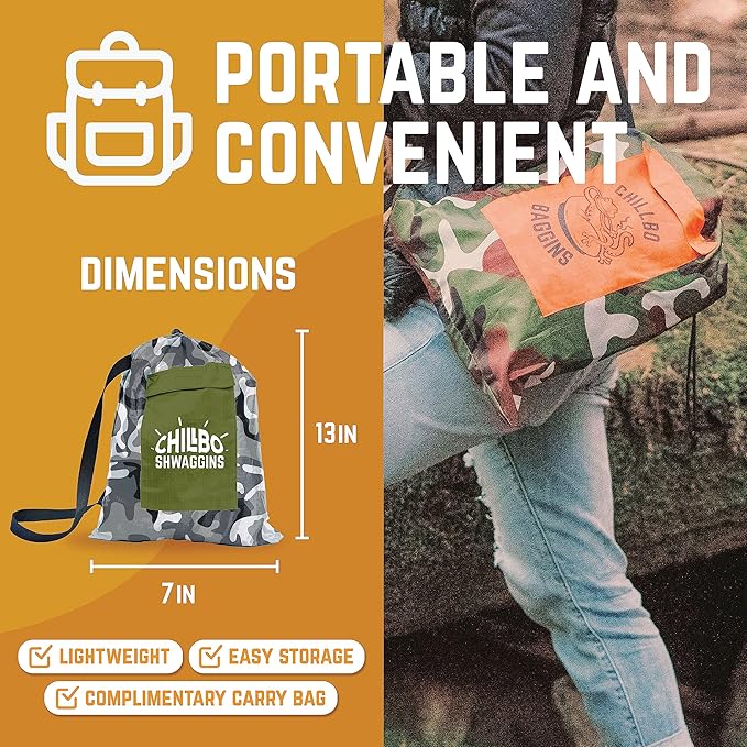 Chillbo Shwaggins Inflatable Couch – No-Pump Setup, Ripstop Polyester, Stability Pegs, Fun Prints, Portable Air Lounger for Beach, Camping, Festivals, and Tailgating - Urban Camo