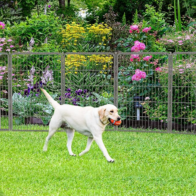 FXW Garden Fence with Door, 40in(H) x 36ft(L) 16 Panels Dog Fence Outdoor for The Yard - Heavy Duty Metal Fencing Tall Animal Barrier for Dog and Rabbit, Easy Assemble