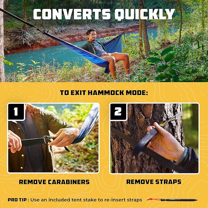 Wise Owl Outfitters Camping Hammock – 500lbs Portable Hammock with Tree Straps - Travel, Backpacking, Hiking, Outdoors Camping Gear - Single or Double