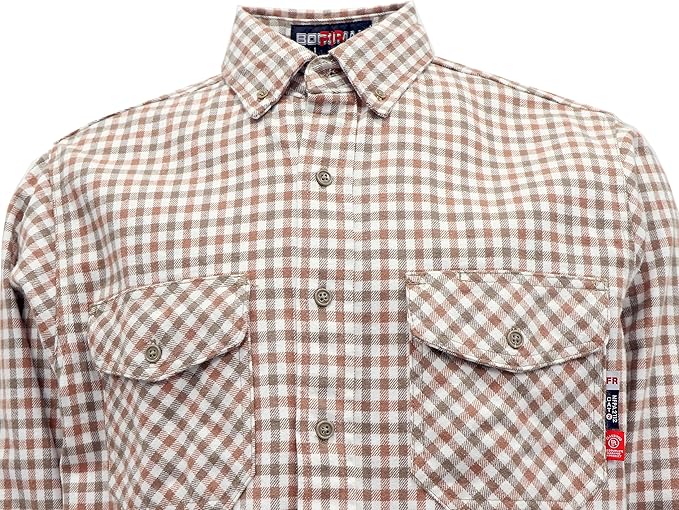 BOCOMAL FR Shirts for Men Welding Shirt Plaid 8.5oz Heavyweight Fire Retardant/Flame Resistant Welding Jacket