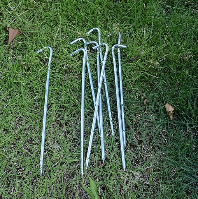 MySit 9" Tent Stakes, Metal Inflatable Stakes 30 Pack, Heavy Duty Galvanized Tent Stakes Metal, Tent Pegs Ground Trap Camping Stakes for Inflatables, Outdoor Decorations