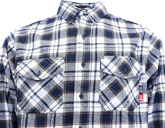 BOCOMAL FR Shirts for Men Welding Shirt Plaid 8.5oz Heavyweight Fire Retardant/Flame Resistant Welding Jacket